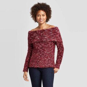 Women's Knox Rose Fuzzy Sweater Large Brandy Wine